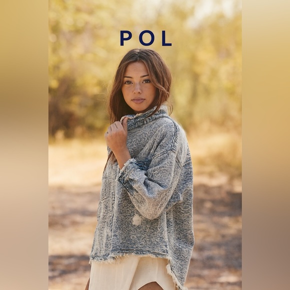 POL Jackets & Blazers - POL Distressed Leopard Denim Jacket Medium